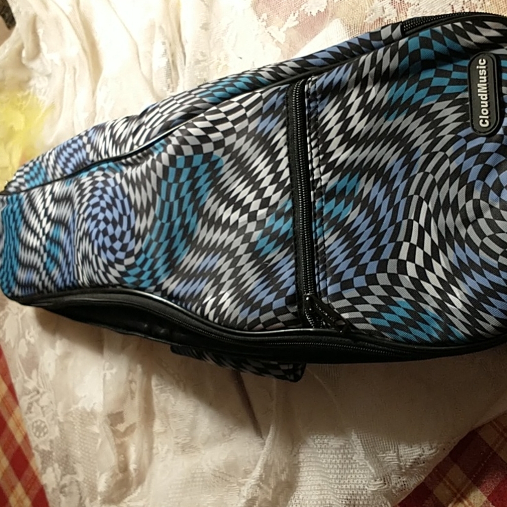Blue & Black Patterned Ukalia Or Small Instrument Case Or Bag